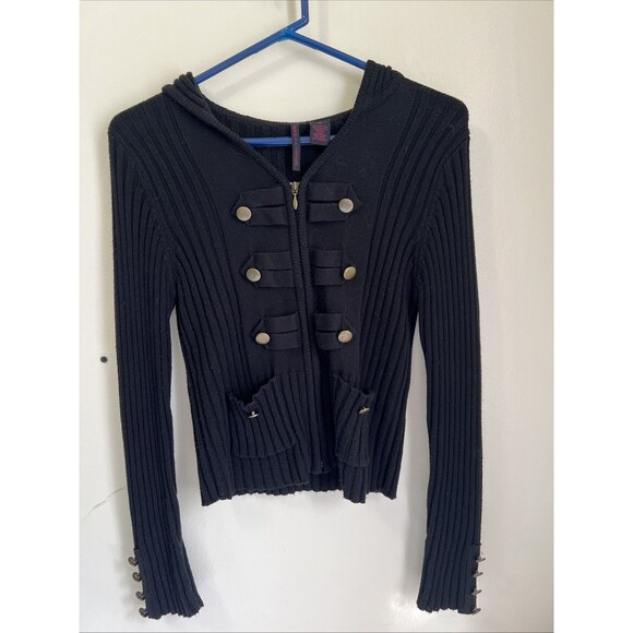 Heart n Crush Sweaters - Heart-n-Crush Ribbed Knit Cropped Steampunk Women’s Sweaters Size Medium